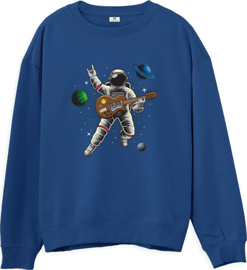 Astro-12 Baskılı Sweatshirt-Royal Mavi