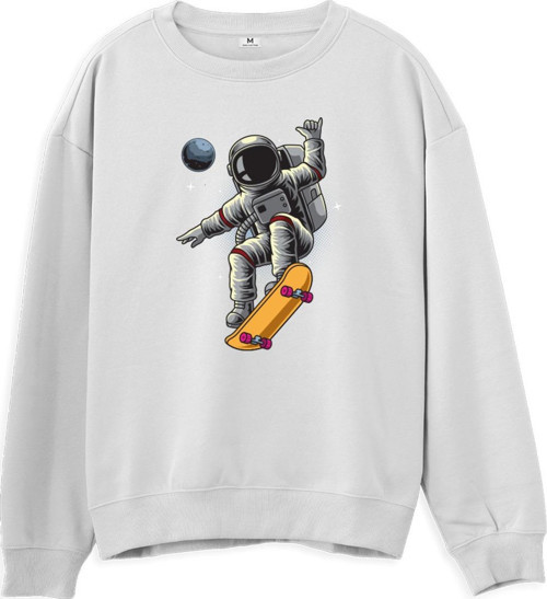 Astro-13 Baskılı Beyaz Sweatshirt