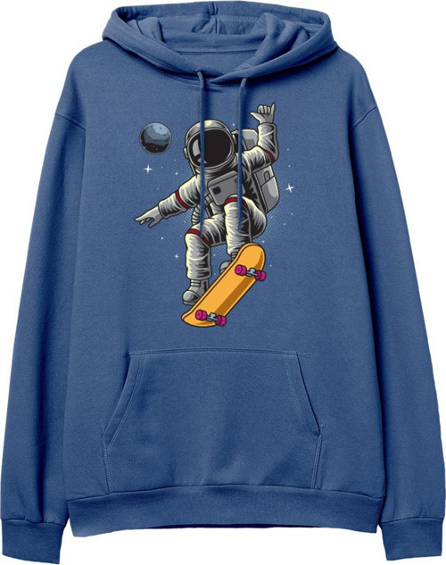 Astro-13 Baskılı Hoodie-Royal Mavi