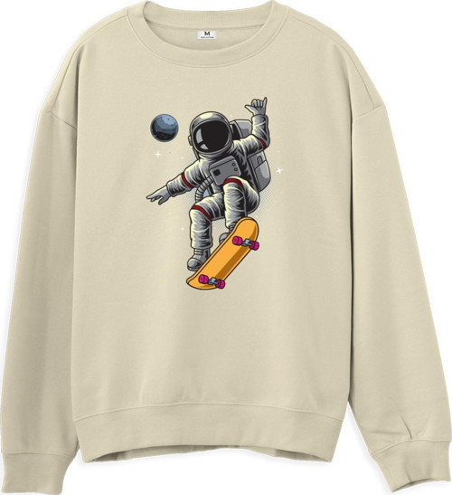 Astro-13 Baskılı Krem Sweatshirt