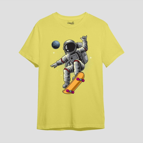 Astro-13 Baskılı Sarı Oversize T-shirt