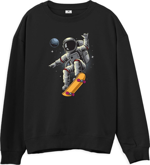 Astro-13 Baskılı Siyah Sweatshirt