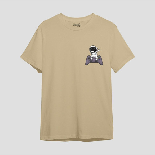 Astro-3 Baskılı Krem Oversize T-shirt