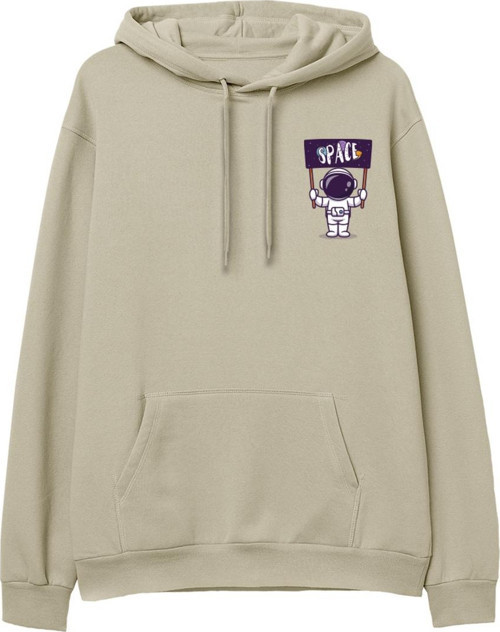 Astro-4 Baskılı Krem Hoodie