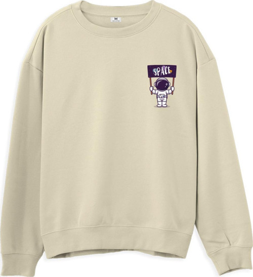 Astro-4 Baskılı Krem Sweatshirt