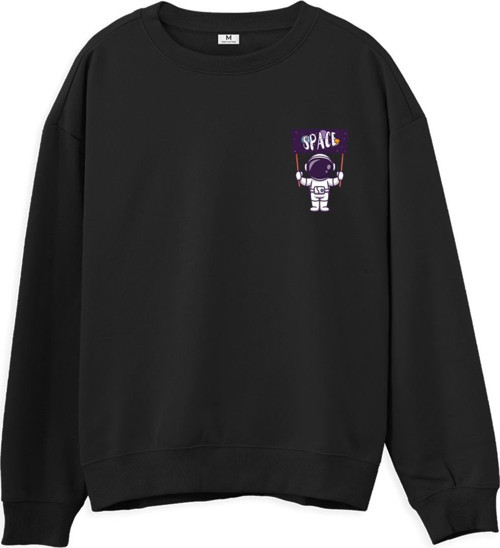 Astro-4 Baskılı Siyah Sweatshirt