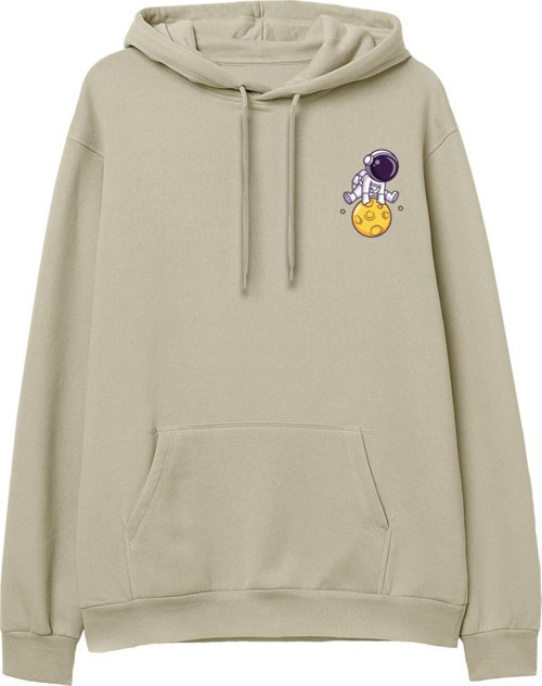 Astro-5 Baskılı Krem Hoodie