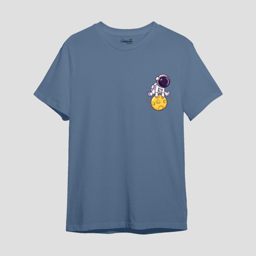 Astro-5 Baskılı Mavi Oversize T-shirt
