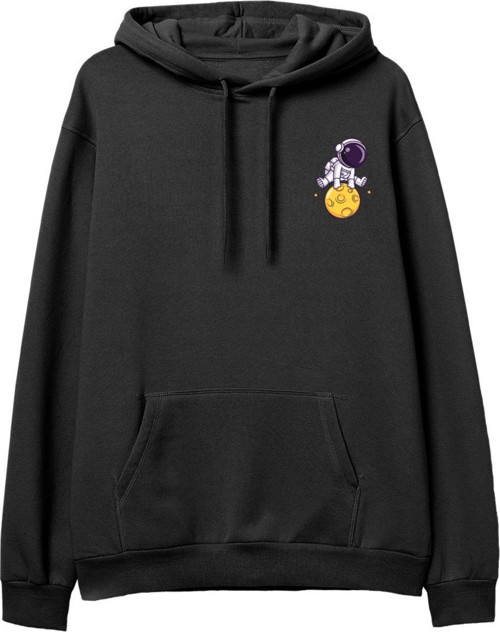 Astro-5 Baskılı Siyah Hoodie