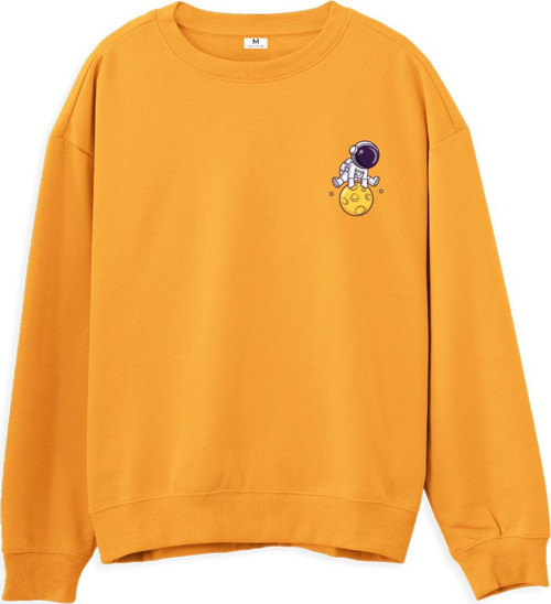 Astro-5 Baskılı Sweatshirt-Portakal