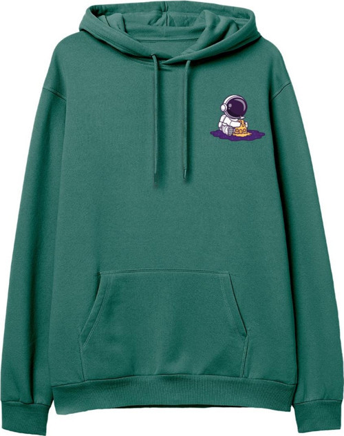 Astro-6 Baskılı Yeşil Hoodie