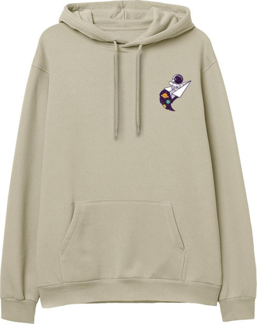 Astro-7 Baskılı Krem Hoodie