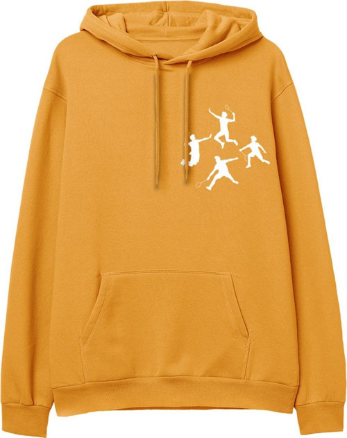 Badminton Baskılı Hoodie-Portakal