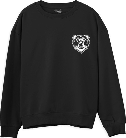 Bear Baskılı Siyah Sweatshirt