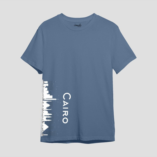 Cairo Baskılı Mavi Oversize T-shirt