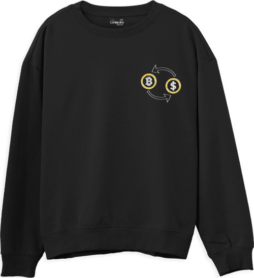 Exchange Baskılı Siyah Sweatshirt