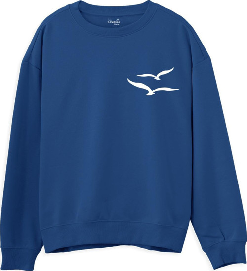 Gull Baskılı Sweatshirt-Royal Mavi