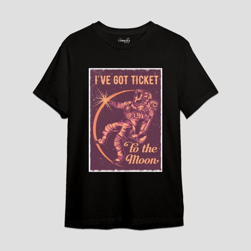 I’Ve Got Tıcket Baskılı Siyah Oversize T-shirt