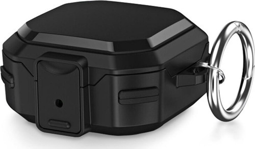 Samsung Galaxy Buds 2 Kılıf Darbeye Dayanıklı Sert Koruyucu + Askılık Siyah