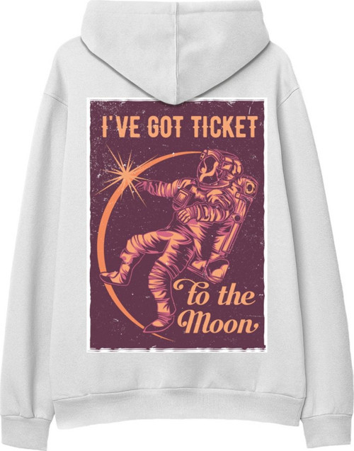 I’Ve got Tıcket Sırt Baskılı Hoodie-Beyaz