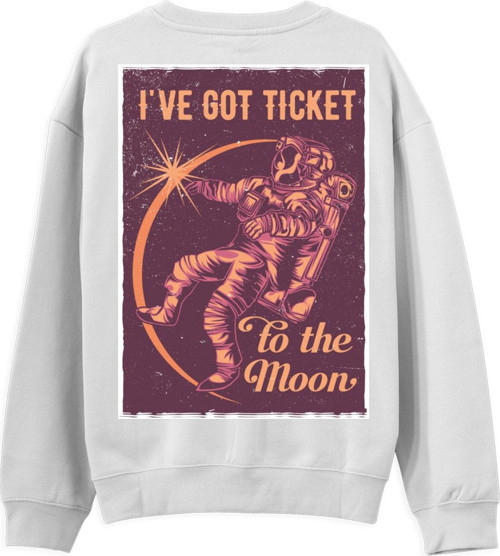 I’Ve got Tıcket Sırt Baskılı Sweatshirt-Beyaz