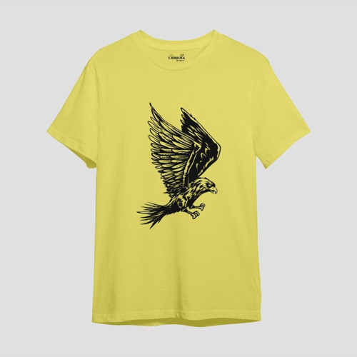 Kartal Baskılı Sarı Oversize T-shirt