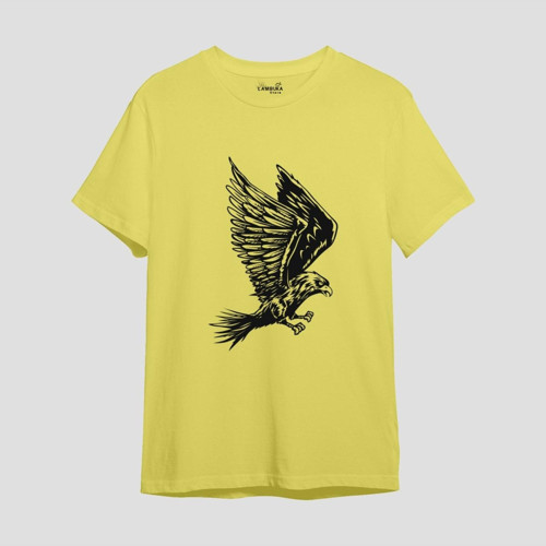 Kartal Baskılı Sarı Oversize T-shirt