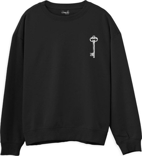 Key Baskılı Siyah Sweatshirt