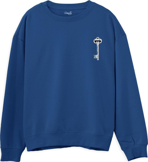 Key Baskılı Sweatshirt-Royal Mavi