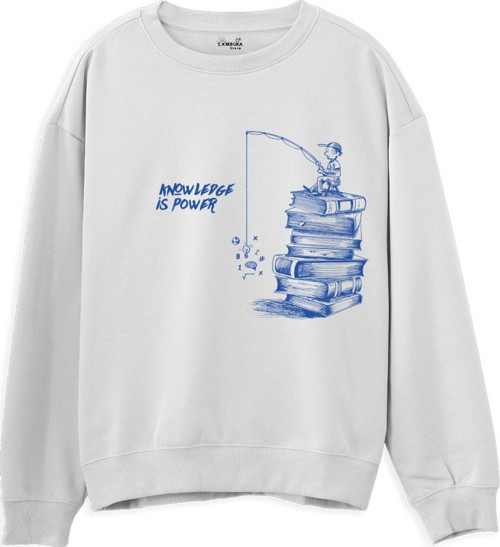 Knowledge Baskılı Beyaz Sweatshirt