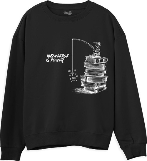 Knowledge Baskılı Siyah Sweatshirt