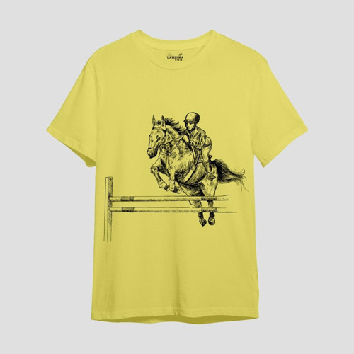 Kovboy Baskılı Sarı Oversize T-shirt
