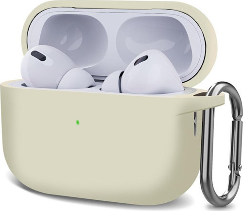 AirPods Pro 2.Nesil Kılıf Askılı Mat Silikon Bej