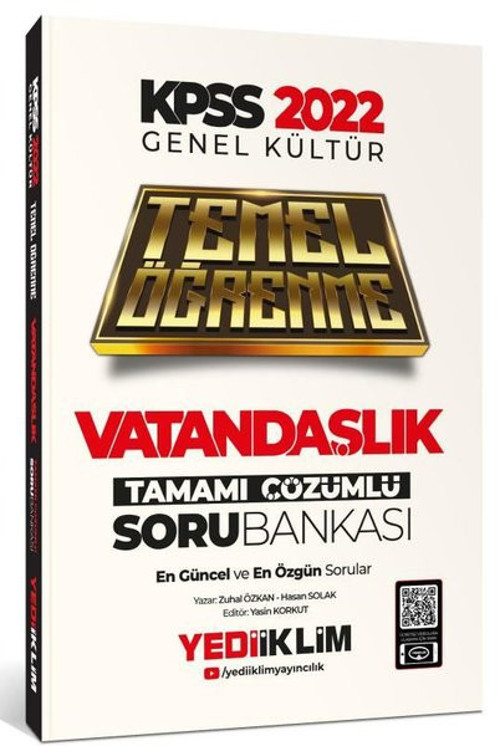 2022 KPSS Genel Kültür Vatandaşlık Temel Öğrenme Tamamı Çözümlü Soru Bankası