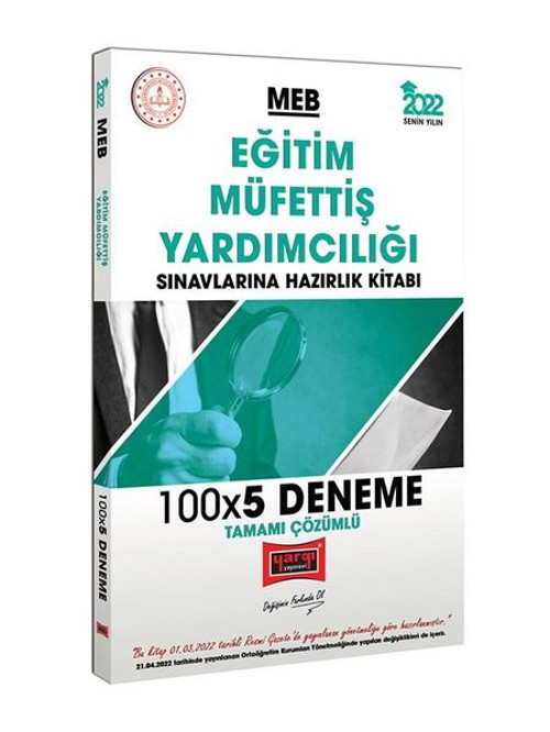 2022 MEB Eğitim Müfettiş Yardımcılığı Sınavlarına Hazırlık Kitabı Tamamı Çözümlü 100x5 Deneme