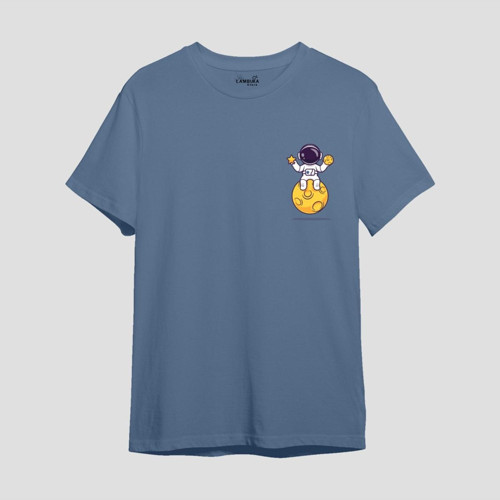 Astro-11 Baskılı Mavi Oversize T-shirt