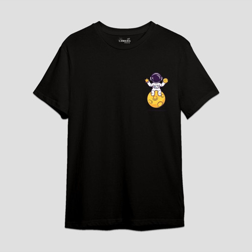 Astro-11 Baskılı Siyah Oversize T-shirt