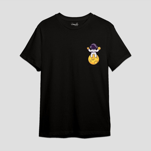 Astro-11 Baskılı Siyah Oversize T-shirt
