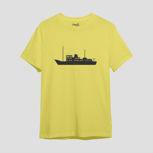 Gemi Baskılı Sarı Oversize T-shirt