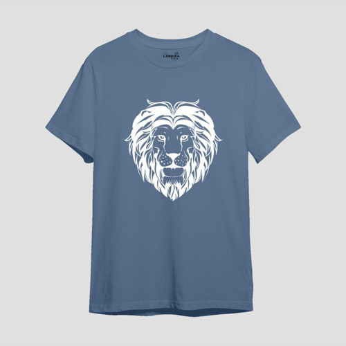 Lion Big Baskılı Mavi Oversize T-shirt