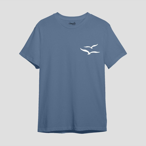 Object Baskılı Oversize T-shirt Baskılı Mavi Oversize T-shirt