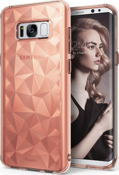 Air Prism 3D Elmas Yansıması Galaxy S8 Plus ile Uyumlu Kılıf Rose Gold