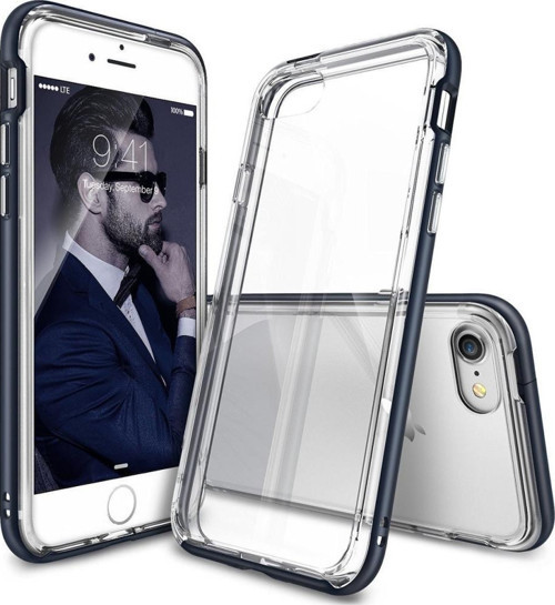 Frame iPhone 7 ile Uyumlu Çerçeveli Bumper Kılıf Metal Slate