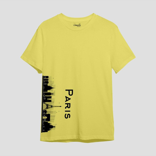 Paris Baskılı Sarı Oversize T-shirt