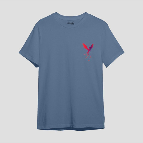 Phoenix Baskılı Mavi Oversize T-shirt