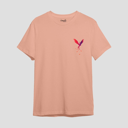 Phoenix Baskılı Somon Oversize T-shirt