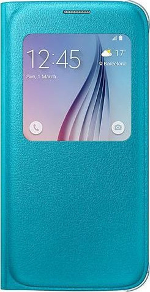 Galaxy S6 ile Uyumlu S View Cover (Deri Görünümlü) Mavi EF-CG920PLEGWW