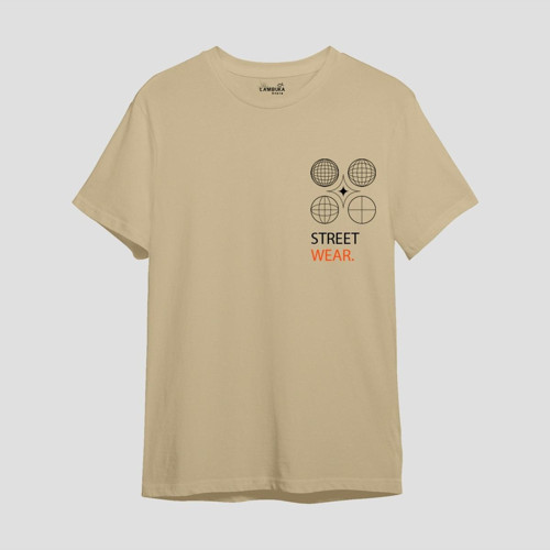 Street Wear Baskılı Krem Oversize T-shirt