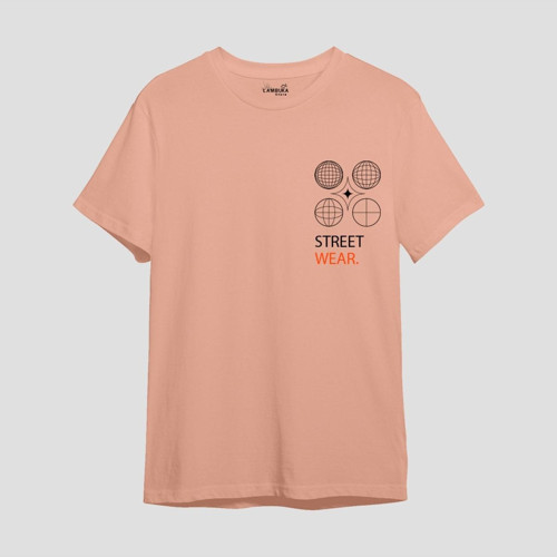 Street Wear Baskılı Somon Oversize T-shirt