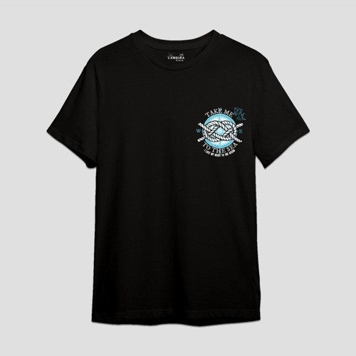Take Me To The Sea Baskılı Siyah Oversize T-shirt